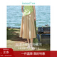 茵曼（INMAN）半身裙2025夏女裝新款松緊高腰A字小個(gè)子中長(cháng)白半裙子 卡其色 L
