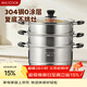 美廚（MAXCOOK）304不銹鋼蒸鍋28CM 三層復底 燃氣爐電磁爐通用