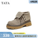 他她（TATA）西部靴子復古馬丁靴工裝靴厚底短靴大黃靴女鞋CG601DD5 灰色 40
