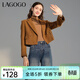 LAGOGO美拉德毛呢西裝外套女拉谷谷2024春秋新款復古顯瘦短款大衣 深駝色(S0) S