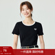 茵曼（INMAN）撞色包邊愛(ài)心繡花短袖T恤2024夏季薄荷曼波時(shí)尚百搭舒適上衣 午夜黑 S