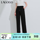 LAGOGO【瞬間涼感】透氣直筒褲女長(cháng)褲子拉谷谷夏季新款運動(dòng)休閑褲 黑色(W1) L
