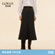 歌莉婭水洗羊毛半身裙女秋季通勤穿搭高腰魚(yú)尾裙1E9L2B460 44B煙灰 S