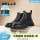百麗（Belle）休閑切爾西靴男潮酷街頭套腳休閑短靴皮靴加絨A0598DD1 黑單里-A0598(筒高11CM) 40 (250mm)