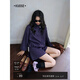 闊色假兩件衛衣休閑褲兩件套裝25初秋穿搭新款女長(cháng)袖上衣短褲子紫 深紫色休閑褲8009 S