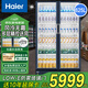海爾（Haier）展示柜冷藏保鮮柜冰柜商用風(fēng)冷無(wú)霜大容量立式水果飲料展示柜商超便利店玻璃門(mén)冷柜 雙開(kāi)門(mén)｜約裝500瓶｜ 625L