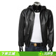 ARMANI/阿瑪尼 EA 鷹標男士時(shí)尚連帽真皮夾克外套皮衣 01R54P 01P54 黑色 999 XL (52)