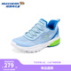 Skechers斯凱奇光輪閃穿鞋兒童懶人一腳蹬休閑男童氣墊緩震運動(dòng)鞋405309L 藍色/BLU 39