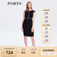 PORTS寶姿新品女裝優(yōu)雅撞色滾邊包袖連衣裙ALN8D145KWB008 黑色 M (6)