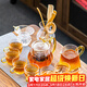 瓷牌茗 玻璃茶具套裝耐熱透明功夫茶杯家用泡花茶壺帶過(guò)濾內膽加厚耐熱紅茶泡茶器 龍鱗(泡茶壺)套+茶道 10件