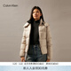 Calvin KleinJeans秋冬女士戶(hù)外休閑通勤印花ck可拆卸連帽鴨絨羽絨服外套 PED-奶茶咖 S