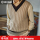 馬登工裝 復古lvy針織V領(lǐng)毛衣背心男春季學(xué)院風(fēng)撞色立體絞花無(wú)袖馬甲 卡其 L
