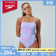 速比濤（Speedo）泳衣女競訓系列游泳訓練肩背靈活防曬抗氯印花連體泳衣 紫色 34