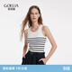 歌莉婭|背心女裝新款醋酸棉質(zhì)毛織無(wú)袖氣質(zhì)修身上衣1C4C5B020 14S黑白間條 S