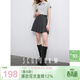 三彩2025秋季新款miu系灰色收腰百褶裙半身裙A字短裙小個(gè)子M