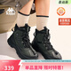 卡帕（Kappa）加絨保暖雪地靴女鞋子女防滑耐磨登山棉靴 黑色/深卡其 44 