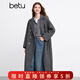百圖betu女裝冬季新款毛呢外套西裝領(lǐng)綿羊毛氣質(zhì)大衣外套2412X01 深灰 L