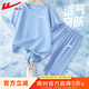 回力童裝男童運動(dòng)套裝夏季薄款中大童純棉短袖恤兒童夏裝女童休閑衣服 H回力白K藍+H回力白K淺藍 120
