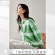 對白（DUIBAI）【綠野仙蹤】氧氣感條紋針織開(kāi)衫女2026春季新款軟糯毛衣外套 森綠條 M