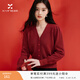 香影新年紅色v領(lǐng)毛衣開(kāi)衫女短款2026春季新款小個(gè)子法式針織上衣 紅色 M 160/84A/95-110斤