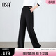 歐莎（OSA）顯瘦黑色窄版休閑褲女士直筒闊腿長(cháng)褲2025年秋季新款通勤褲子百搭 黑色 L