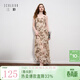 三彩2025秋季新款無(wú)袖印花雪紡裙吊帶連衣裙A字荷葉邊長(cháng)裙M 卡其色花卉 M 160/84A