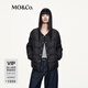 MO&Co.羽絨服2025秋新品90鴨絨防風(fēng)防水假兩件拼衛衣連帽MBE3EINT07 黑色 XS /155
