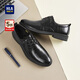 海瀾之家HLA皮鞋男士商務(wù)休閑秋冬正裝德比鞋子男H334/H220 黑色加絨40
