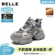 百麗（Belle）機能風(fēng)高幫老爹鞋女冬季新款商場(chǎng)加絨厚底增高休閑鞋E6M1DDM5 灰色-薄絨 39