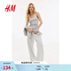 H&M女裝褲子春季梧桐褲瑜伽褲健身寬松闊腿運動(dòng)長(cháng)褲慢跑褲1199249 混淺灰色 L 170/88
