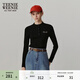 Teenie Weenie小熊女裝時(shí)尚簡(jiǎn)約秋季修身毛針織打底衫黑色中領(lǐng)毛衣 黑色 M 165