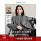 茵曼（INMAN）2025冬季女新款羊駝桑蠶絲雙面呢外套感雙排扣圓領(lǐng)短款大衣上衣 花灰色 L 166-170cm /111-120斤