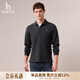 哈吉斯（HAZZYS）男裝 秋季翻領(lǐng)T恤純色男上衣長(cháng)袖polo衫男ABTZE0CCE01 深灰色CC L （175/96A 48）