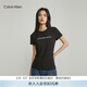 Calvin KleinJeans夏季女士休閑通勤經(jīng)典ck字母印花圓領(lǐng)純色內搭短袖T恤上衣 BEH-太空黑 S