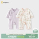 童泰（TONGTAI）嬰兒連體衣夏季薄款純棉新生兒衣服寶寶長(cháng)袖蝴蝶哈衣爬服紫色80cm