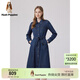 暇步士（Hush Puppies）女裝春新款時(shí)尚復古萊賽爾系帶襯衫連衣裙 196深藍 M