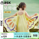 ASK JUNIOR女童裙子夏裝小童時(shí)尚百搭蝴蝶翅膀吊帶A字裙兒童連衣裙 黃色 120