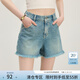 范思藍恩毛邊流蘇牛仔褲女夏季2025新款簡(jiǎn)約百搭顯瘦短褲2666 牛仔藍 M