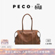 PECO小丑保齡球包單肩植鞣皮油蠟長(cháng)柄手拎腋下包法棍波士頓包生日禮物 大號 琥珀色頭層半樹(shù)膏小牛
