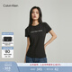 Calvin KleinJeans夏季女士休閑通勤經(jīng)典ck字母印花圓領(lǐng)純色內搭短袖T恤上衣 BEH-太空黑 S