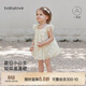babylove女寶寶連衣裙夏季網(wǎng)紗蓬蓬裙嬰兒裙子甜美可愛(ài)飛袖外出公主裙