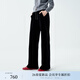 PLAIN PEOPLE復古時(shí)髦化纖絲絨垂墜感衛褲休閑褲女紅色2025秋新款 墨黑 M