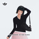 adidas舒適修身假兩件內搭運動(dòng)針織衫毛衣女裝秋冬阿迪達斯三葉草   黑色   M
