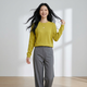 【京東直采】100%羊毛圓領(lǐng)針織衫女26新款羊毛衫套頭毛衣PLUS 依云黃 M 體重【105-120】