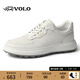 VOLO犀牛板鞋男新款鞋子男士小白鞋男真皮透氣厚底休閑皮鞋 白色 40