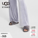 UGG秋季女士舒適時(shí)尚交叉平底露趾茸茸居家室外休閑拖鞋 1123572 CHRC | 炭灰色 37