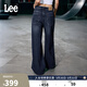 Lee25秋冬新品五袋款寬松深藍男女同款寬腿牛仔褲 深藍色  L 