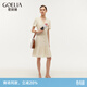 歌莉婭小香風(fēng)裙子歐若風(fēng)氣質(zhì)淑女V領(lǐng)連衣裙出游穿搭1E3R4K010 07W米色 M