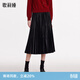 歌莉婭（GOELIA）絲絨半身裙高級感氣質(zhì)壓褶黑色半截裙1C1R2B050 00B黑色 S
