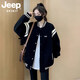 JEEP SPIRIT吉普美式復古外套女春秋小個(gè)子氣質(zhì)高級感百搭休閑潮流棒球服秋裝 黑色 S